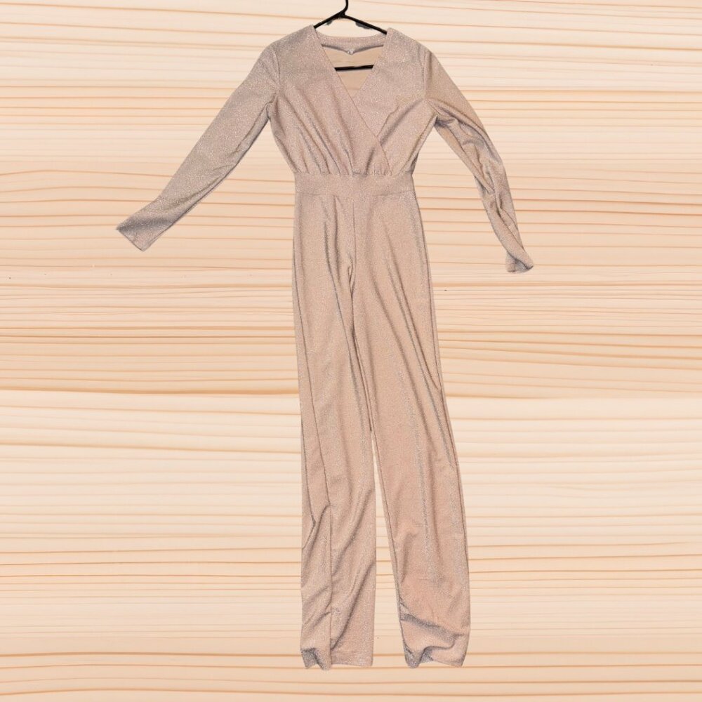 Elegant Long-Sleeve Shimmer Jumpsuit